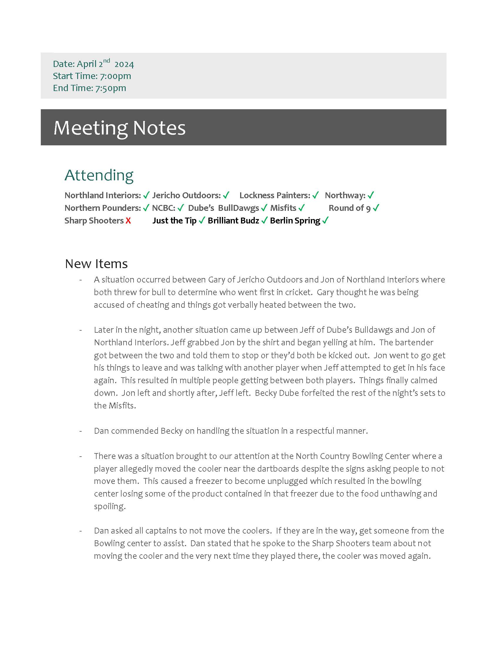 April 2024 Meeting Minutes